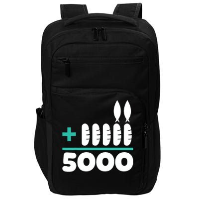 Jesus 2 Fishes 5 Breads 5000 Chosen Against The Current Impact Tech Backpack