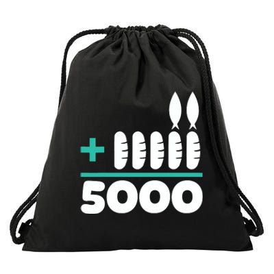 Jesus 2 Fishes 5 Breads 5000 Chosen Against The Current Drawstring Bag