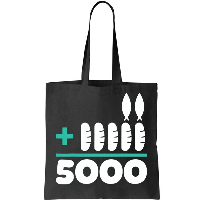 Jesus 2 Fishes 5 Breads 5000 Chosen Against The Current Tote Bag