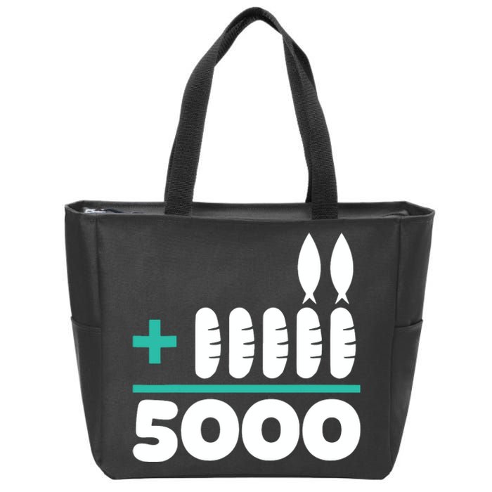 Jesus 2 Fishes 5 Breads 5000 Chosen Against The Current Zip Tote Bag