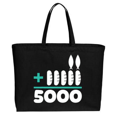 Jesus 2 Fishes 5 Breads 5000 Chosen Against The Current Cotton Canvas Jumbo Tote