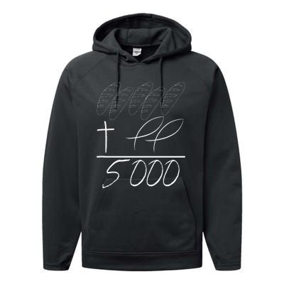 Jesus 2 Fishes 5 Breads 5000 Chosen Against The Current Performance Fleece Hoodie