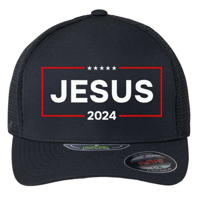 Jesus 2024 For President Flexfit Unipanel Trucker Cap