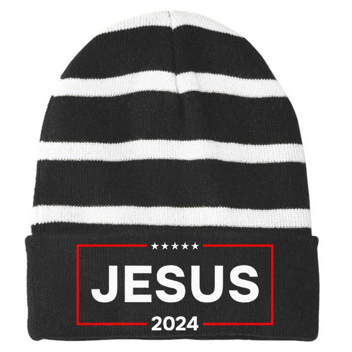 Jesus 2024 For President Striped Beanie with Solid Band