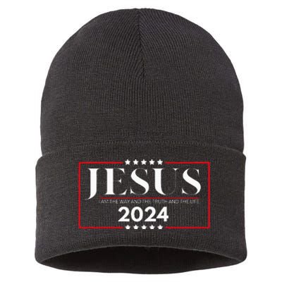 Jesus 2024 I Am The Way And The Truth And The Life Sustainable Knit Beanie