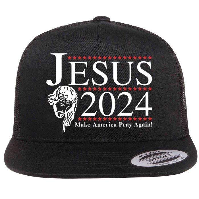 Jesus 2024 Make America Pray Again Flat Bill Trucker Hat