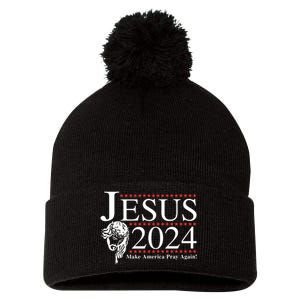 Jesus 2024 Make America Pray Again Pom Pom 12in Knit Beanie