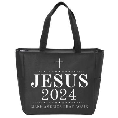 Jesus 2024 Make America Pray Believe Again Christian Flag Zip Tote Bag