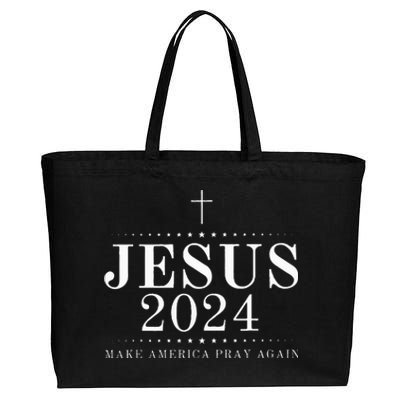 Jesus 2024 Make America Pray Believe Again Christian Flag Cotton Canvas Jumbo Tote