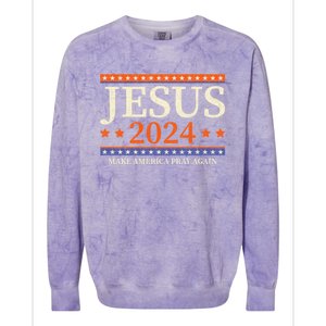 Jesus 2024 Make America Pray Again Christian Colorblast Crewneck Sweatshirt