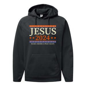 Jesus 2024 Make America Pray Again Christian Performance Fleece Hoodie