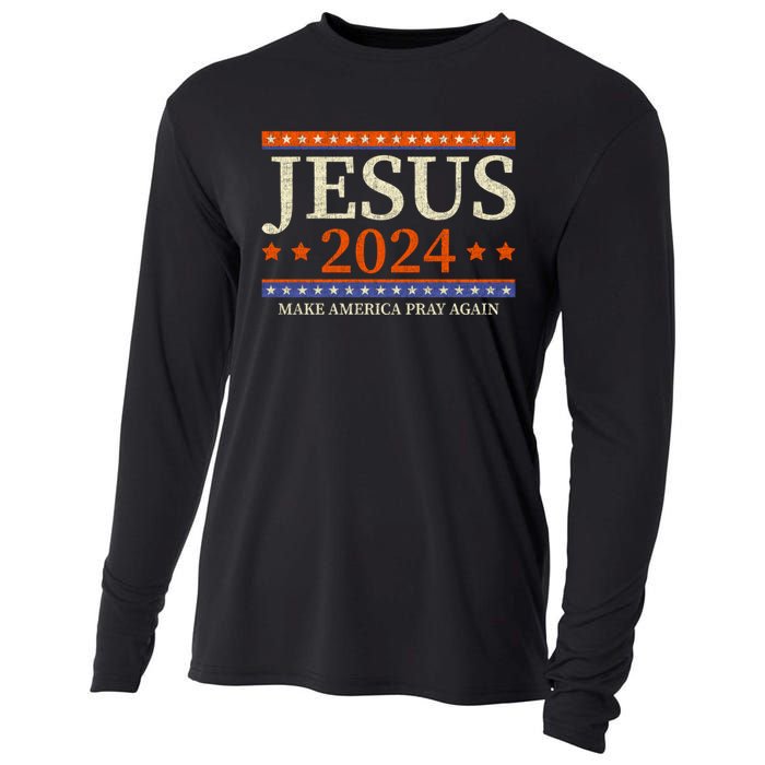 Jesus 2024 Make America Pray Again Christian Cooling Performance Long Sleeve Crew