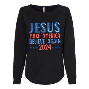 Jesus 2024 Make America Believe Again Christian 4th Of July Womens California Wash Sweatshirt