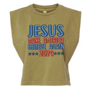 Jesus 2024 Make America Believe Again Christian 4th Of July Garment-Dyed Women's Muscle Tee