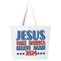 Jesus 2024 Make America Believe Again Christian 4th Of July 25L Jumbo Tote