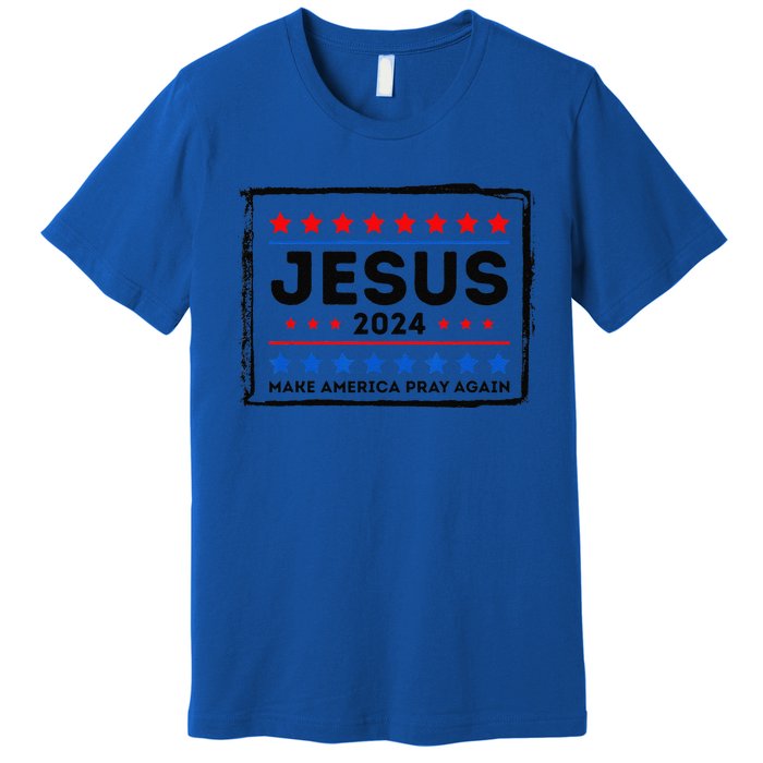 Jesus 2024 Make America Pray Again Funny Christian Premium T-Shirt