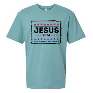 Jesus 2024 Make America Pray Again Funny Christian Sueded Cloud Jersey T-Shirt