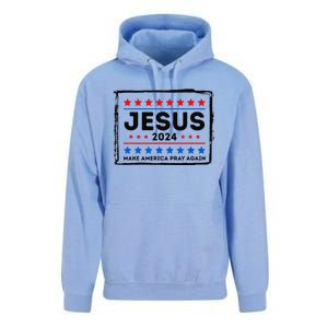 Jesus 2024 Make America Pray Again Funny Christian Unisex Surf Hoodie