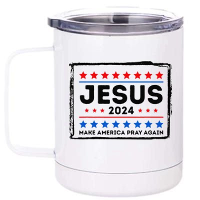 Jesus 2024 Make America Pray Again Funny Christian 12 oz Stainless Steel Tumbler Cup