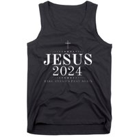 Jesus 2024 Make America Pray Believe Again Christian Flag Tank Top