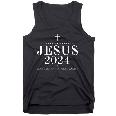 Jesus 2024 Make America Pray Believe Again Christian Flag Tank Top