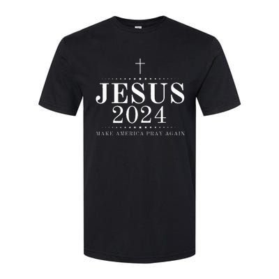 Jesus 2024 Make America Pray Believe Again Christian Flag Softstyle® CVC T-Shirt