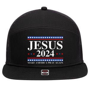 Jesus 2024 Make America Pray Again Usa Patriotic 7 Panel Mesh Trucker Snapback Hat