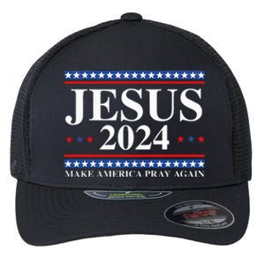 Jesus 2024 Make America Pray Again Usa Patriotic Flexfit Unipanel Trucker Cap