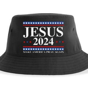 Jesus 2024 Make America Pray Again Usa Patriotic Sustainable Bucket Hat