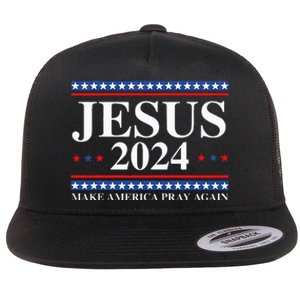 Jesus 2024 Make America Pray Again Usa Patriotic Flat Bill Trucker Hat