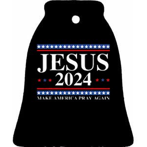 Jesus 2024 Make America Pray Again Usa Patriotic Ceramic Bell Ornament