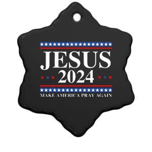 Jesus 2024 Make America Pray Again Usa Patriotic Ceramic Star Ornament