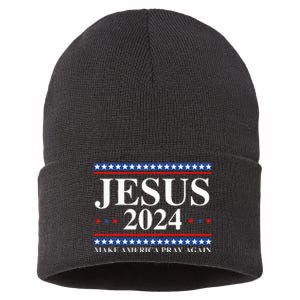 Jesus 2024 Make America Pray Again Usa Patriotic Sustainable Knit Beanie