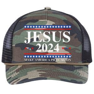 Jesus 2024 Make America Pray Again Usa Patriotic Retro Rope Trucker Hat Cap