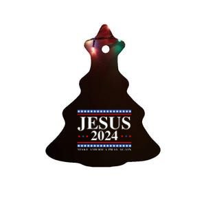 Jesus 2024 Make America Pray Again Usa Patriotic Ceramic Tree Ornament