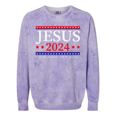 Jesus 2024 Make America Pray Again Christian Colorblast Crewneck Sweatshirt