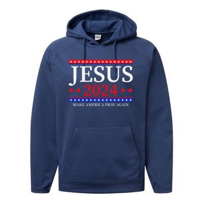 Jesus 2024 Make America Pray Again Christian Performance Fleece Hoodie