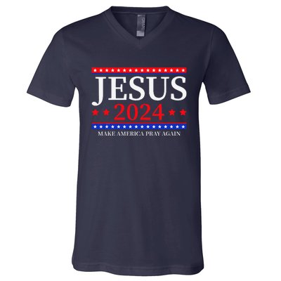 Jesus 2024 Make America Pray Again Christian V-Neck T-Shirt