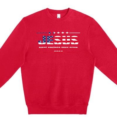 Jesus 2024 Make America Pray Again Christian Faith Lover Premium Crewneck Sweatshirt