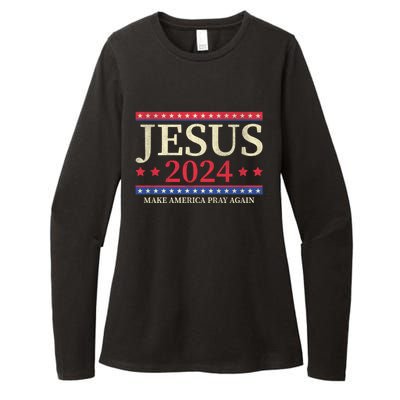 Jesus 2024 Make America Pray Again Christian Faith Lover Womens CVC Long Sleeve Shirt