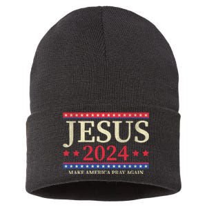 Jesus 2024 Make America Pray Again Christian Faith Lover Sustainable Knit Beanie