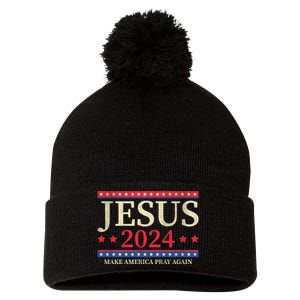 Jesus 2024 Make America Pray Again Christian Faith Lover Pom Pom 12in Knit Beanie