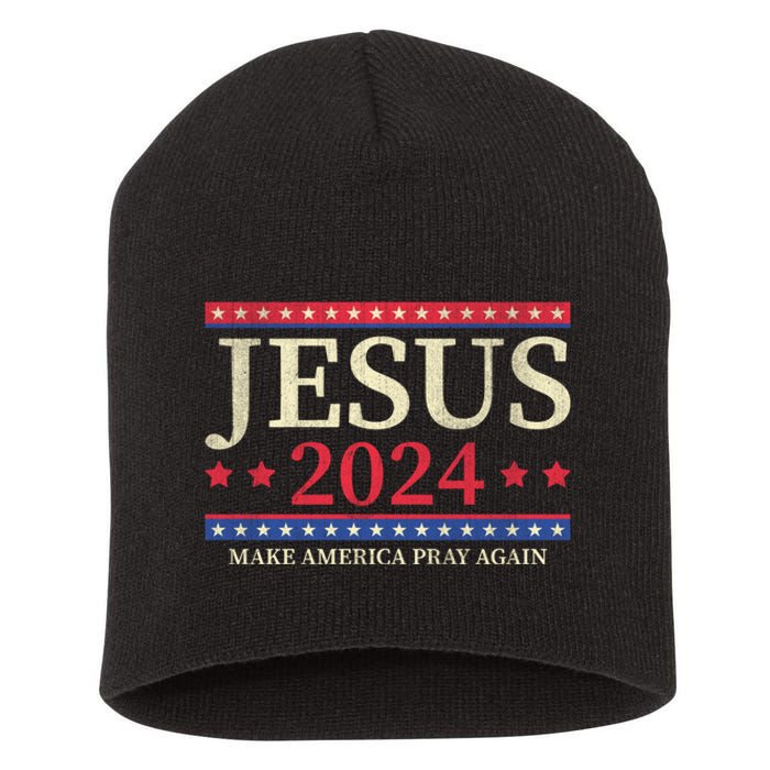 Jesus 2024 Make America Pray Again Christian Faith Lover Short Acrylic Beanie