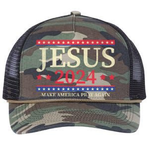 Jesus 2024 Make America Pray Again Christian Faith Lover Retro Rope Trucker Hat Cap