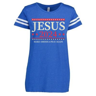 Jesus 2024 Make America Pray Again Christian Faith Lover Enza Ladies Jersey Football T-Shirt