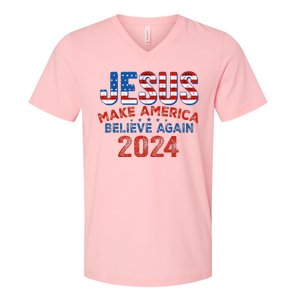 Jesus 2024 Make America Believe Again V-Neck T-Shirt