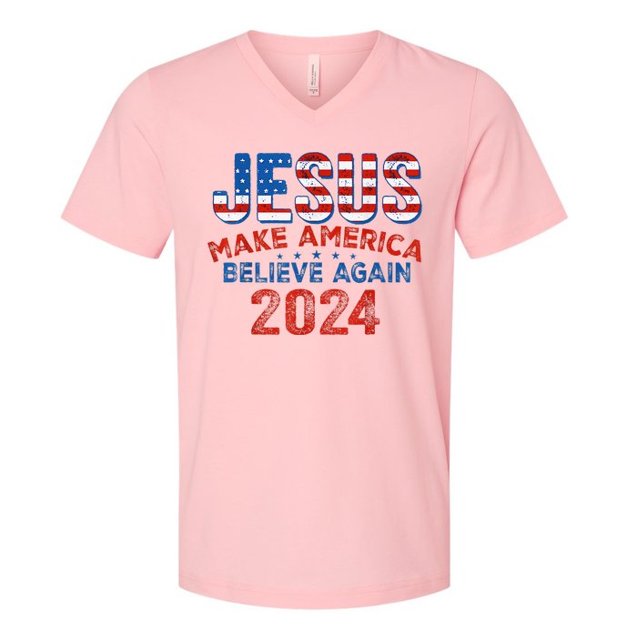 Jesus 2024 Make America Believe Again V-Neck T-Shirt