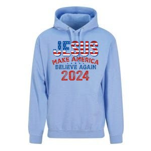 Jesus 2024 Make America Believe Again Unisex Surf Hoodie