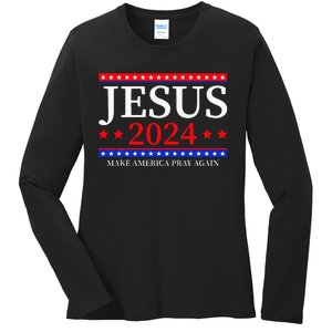 Jesus 2024 Make America Pray Again Christian Ladies Long Sleeve Shirt