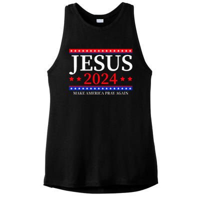 Jesus 2024 Make America Pray Again Christian Ladies PosiCharge Tri-Blend Wicking Tank